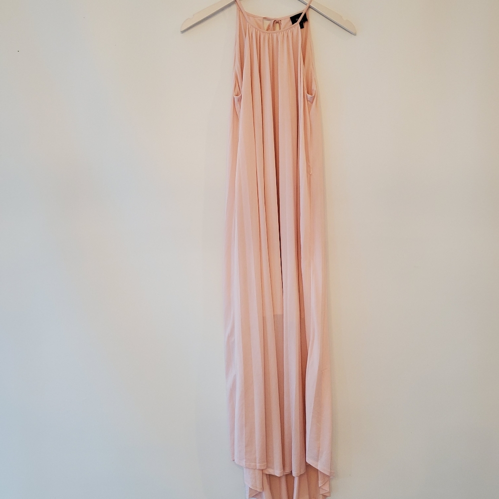 Blush pink long maxi pleated dress sz XS